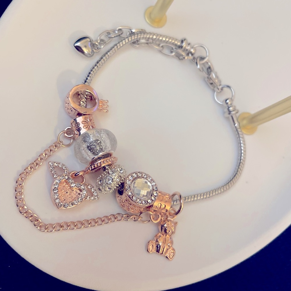Pink champagne Custom charm bracelet